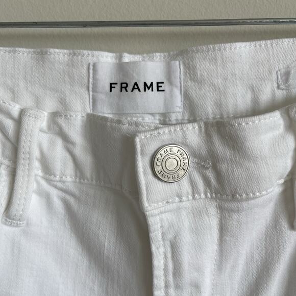 Frame Le High Flare Jeans Womens Size 33 White Denim Stretch Flared Leg Pants - Picture 2 of 16